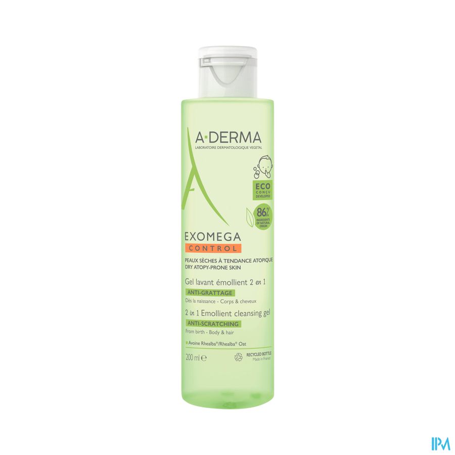 A-DERMA - EXOMEGA CONTROL GEL LAVANT ÉMOLLIENT 2 EN 1 ANTI-GRATTAGE - Peau fragile à tendance atopique