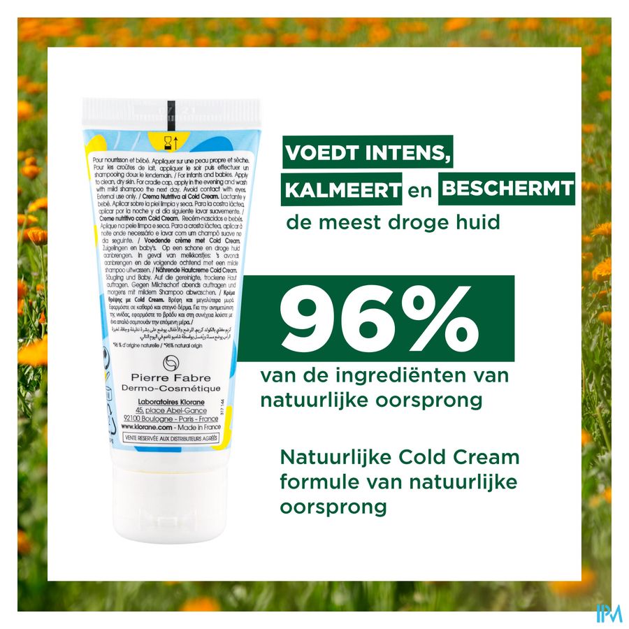 Klorane - Crème nutritive au Cold Cream et Calendula - Bébé - Peau sèche et très sèche