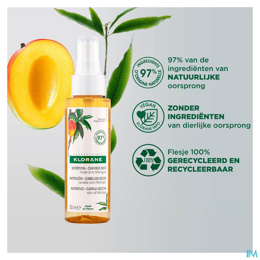 Klorane - Huile à la Mangue – Nutrition - Cheveux secs
