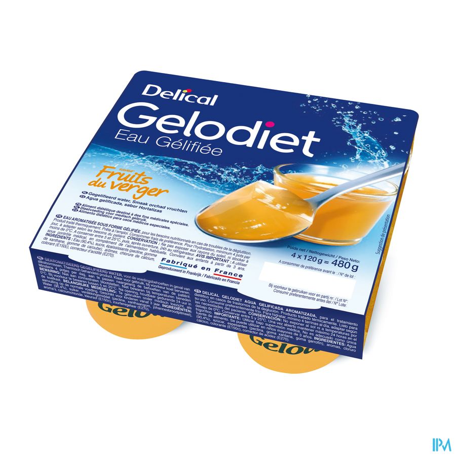 Gelodiet Eau Gel. Sucree Fruits Verger Pot 4x120g