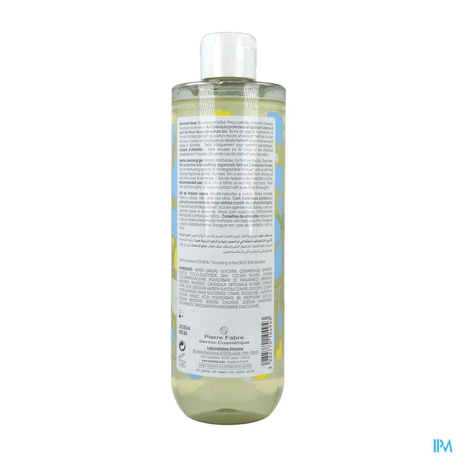 Klorane - Gel lavant doux au Calendula apaisant - Bébé - Corps et cheveux - Peau normale