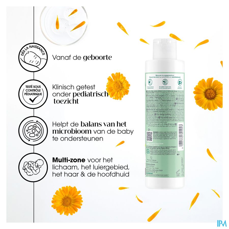Klorane Huile multi-usages certifiée BIO au Calendula - Corps, siège, cheveux et cuir chevelu - Bébé