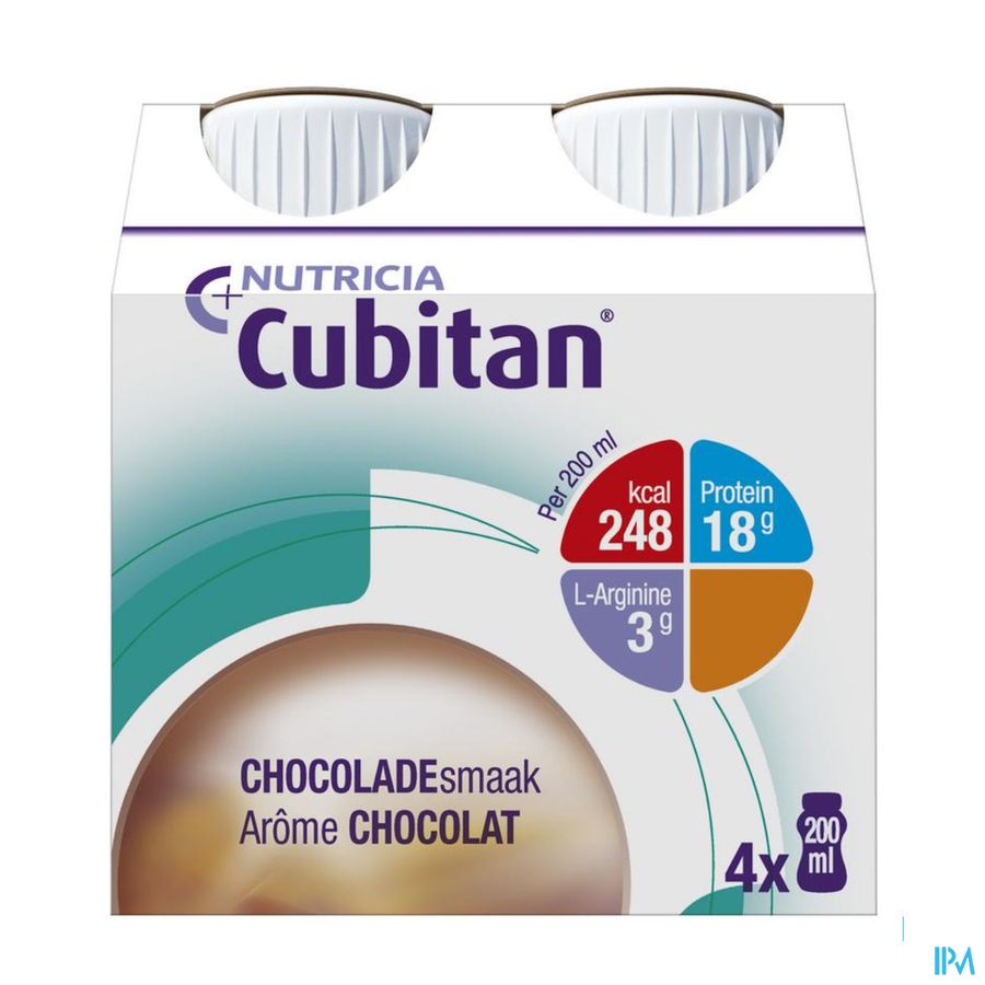 Cubitan Goût Chocolat Bouteilles 4x200ml