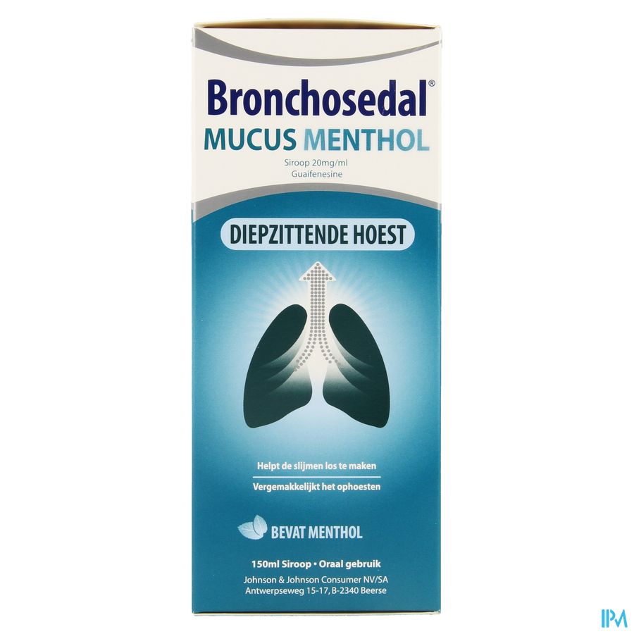 Bronchosedal® Mucus Menthol, contre la toux productive, détache les mucosités et dégage les voies respiratoires, 150 ml