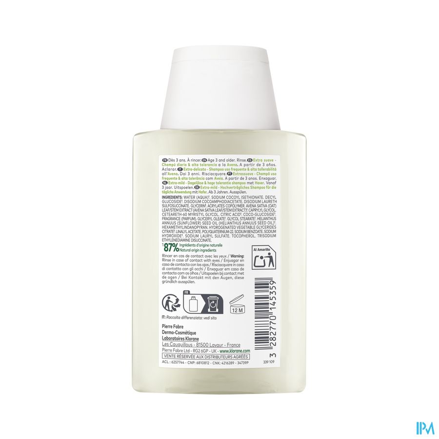 Klorane - Extra-doux Shampoing à l'Avoine - Tous types de cheveux