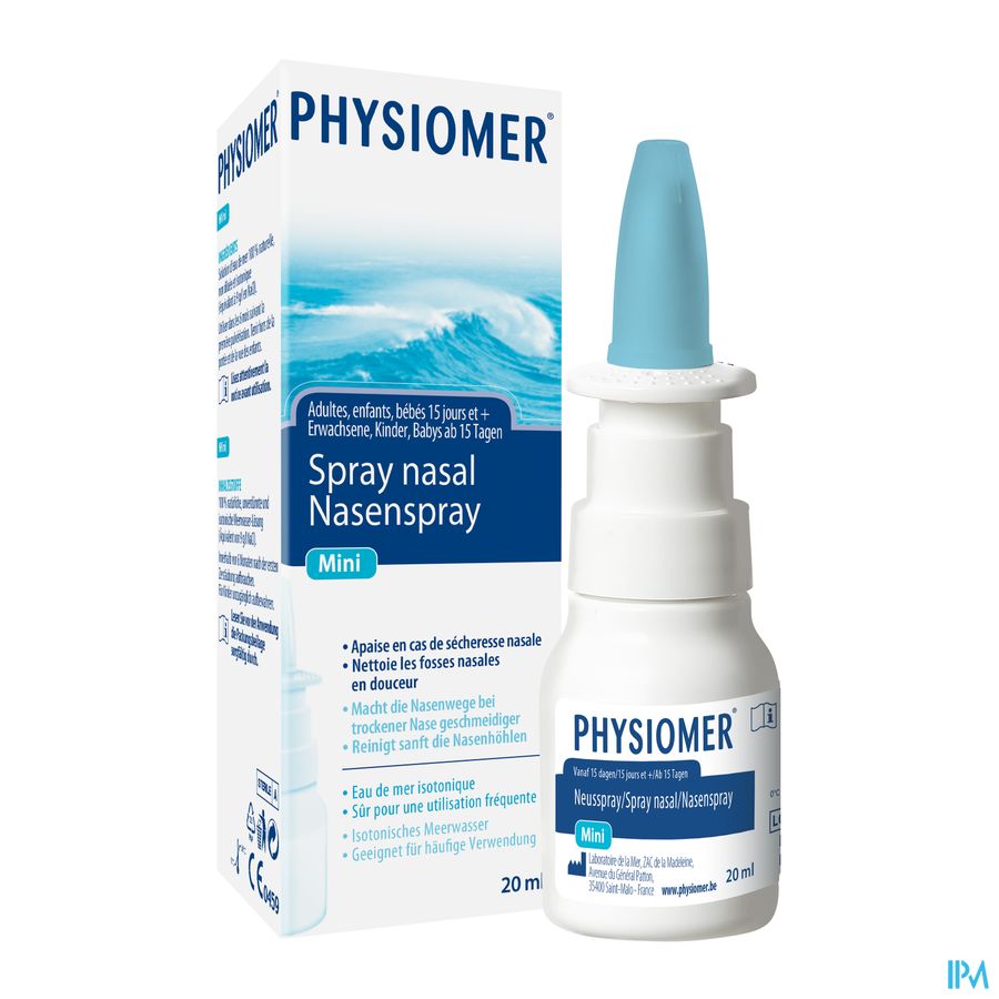 Physiomer® Spray Nasal Hydratant Mini 20 ml Prévient La Sécheresse Nasale