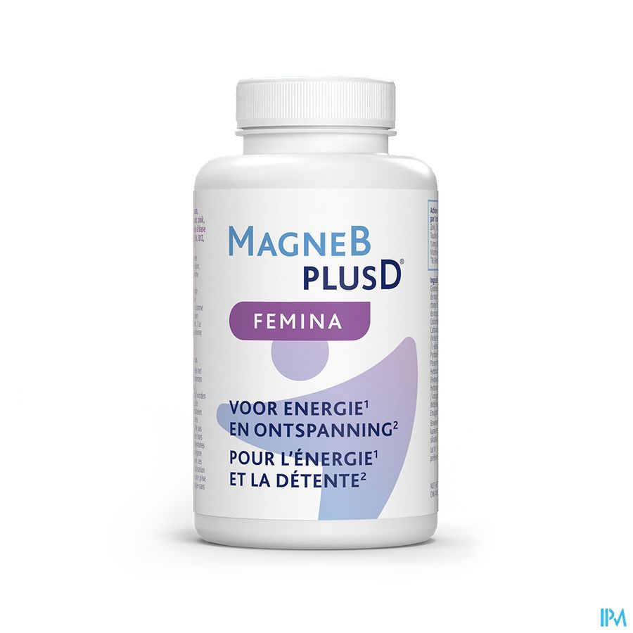 MagneBplusD Femina - Magnésium, Vitamine D, Vitamines B, Acide Folique, Zinc, Sélénium, Taurine - 120 comprimés