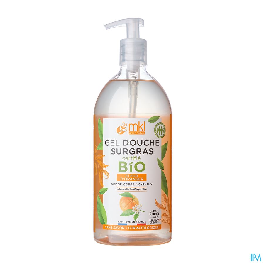Mkl Gel Douche Bio Fleur Oranger Fl Pompe 1l