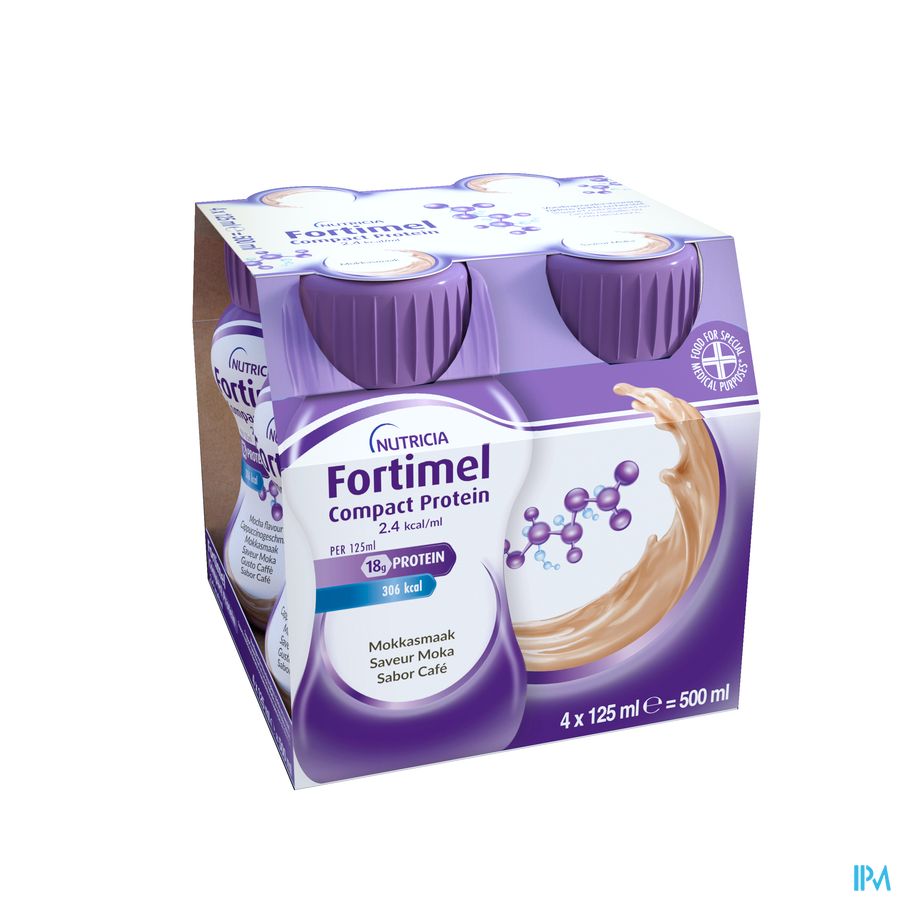 Fortimel Compact Protein 2.4kcal Saveur Moka Complément Nutritionnel Dénutrition Bouteilles 4x125 ml