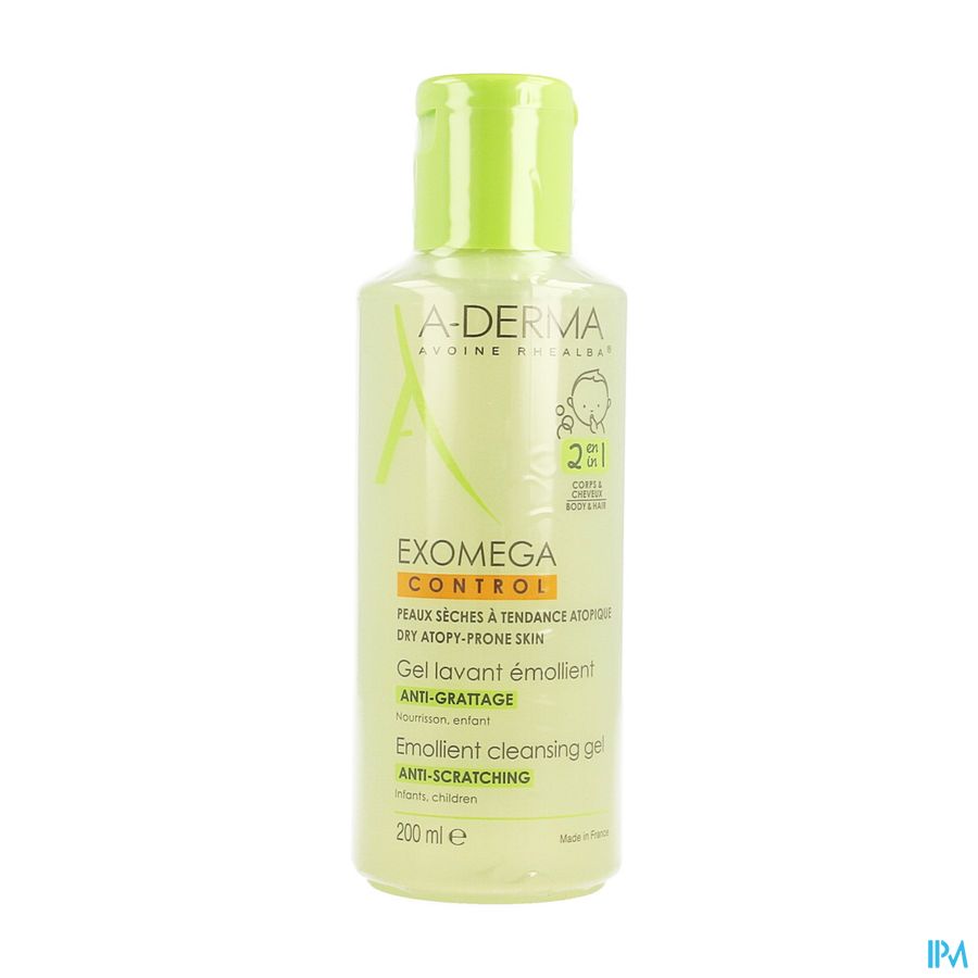 A-DERMA - EXOMEGA CONTROL GEL LAVANT ÉMOLLIENT 2 EN 1 ANTI-GRATTAGE - Peau fragile à tendance atopique