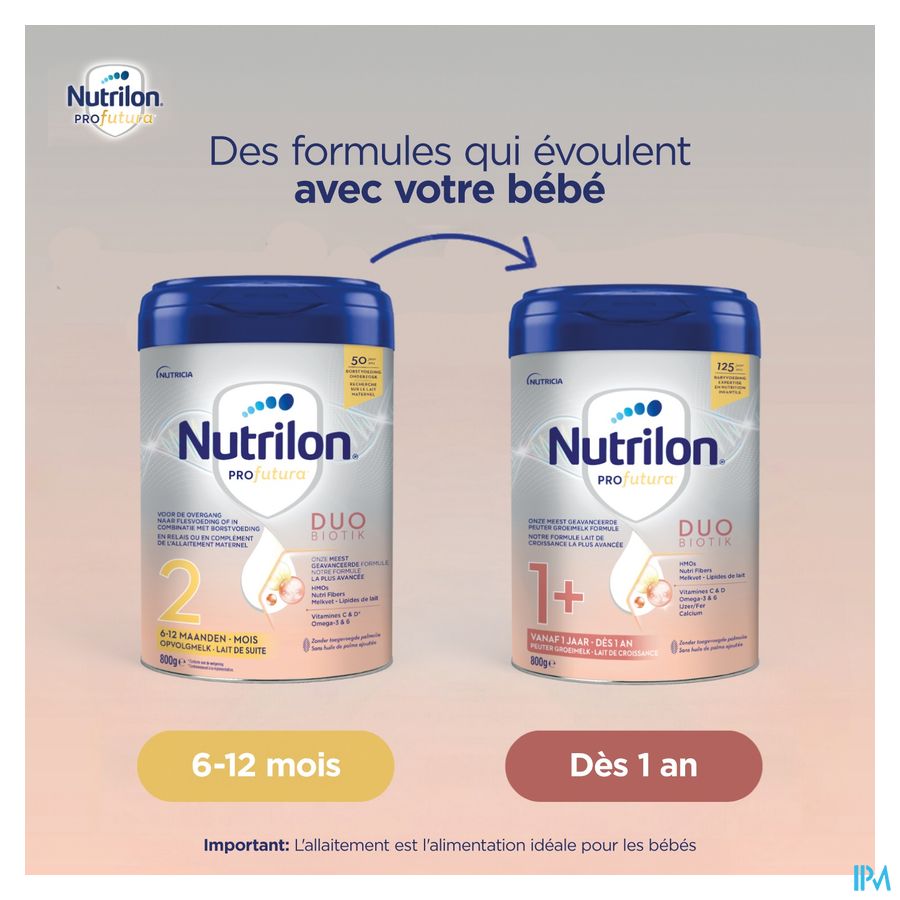Nutrilon Profutura 2 | Composition unique DUOBIOTIK | Lait de suite Bébé 6 à 12 mois  | Lait en Poudre pour Biberon | 800g