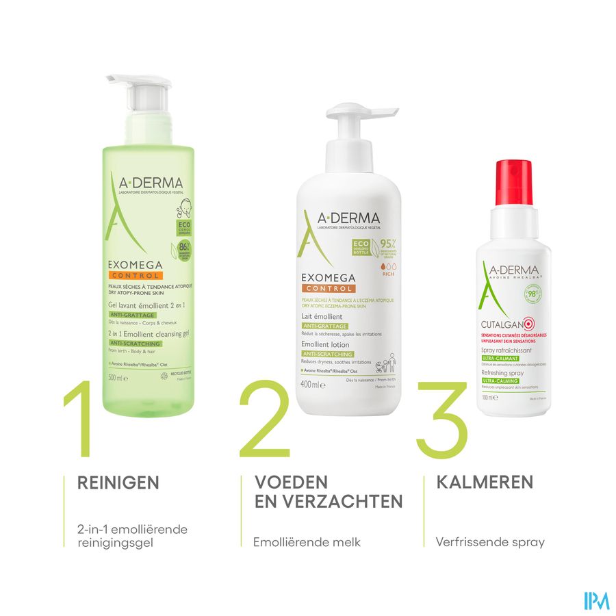 A-DERMA - EXOMEGA CONTROL GEL LAVANT ÉMOLLIENT 2 EN 1 ANTI-GRATTAGE - Peau fragile à tendance atopique