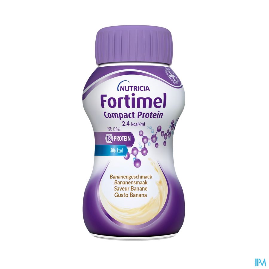 Fortimel Compact Protein 2.4kcal Saveur Banane Complément Nutritionnel Dénutrition Bouteilles 4x125ml