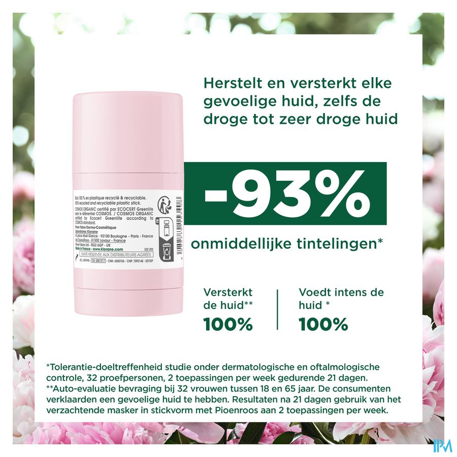 Klorane — Masque en Stick Apaisant à la Pivoine BIO — Peaux sensibles