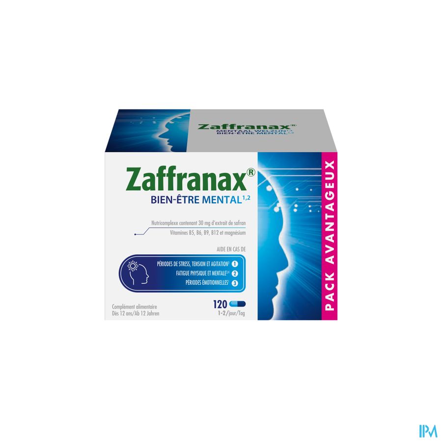 Zaffranax® Bien-être Mental 120 Gélules - Stress (4), Fatigue (3), Émotionnel (1)