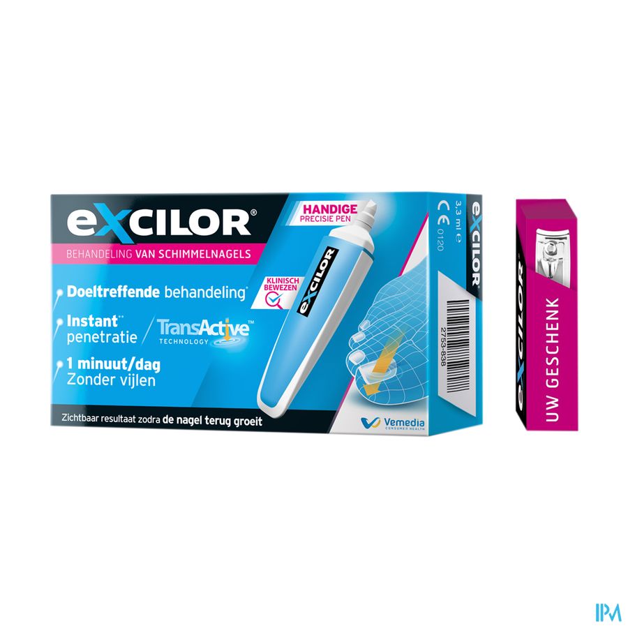 Excilor Traitement de la Mycose de l'Ongle Stylet avec coupe ongles gratuit  - pénétration immédiate, sans limer