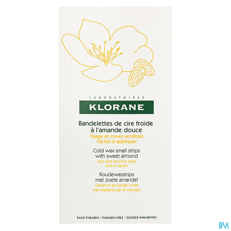 Klorane - Bandelettes de cire froide à l'Amande douce - Visage et zones sensibles