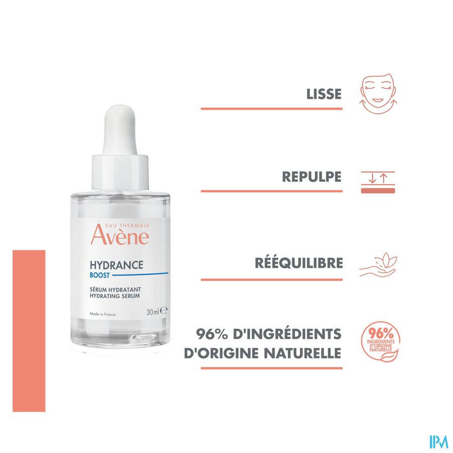 Eau Thermale Avène HYDRANCE Boost Sérum Concentré Hydratant  - Visage, Cou, décolleté