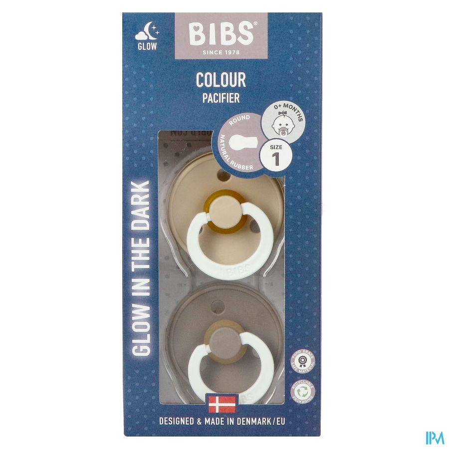 Bibs 1 Tetine Duo Glow In Dark Vanilla/oak
