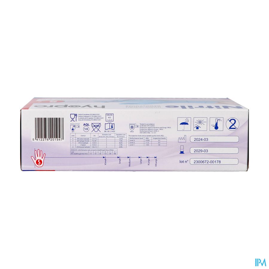 Pharmex Gants Nitril Bleu S/poudre S 100