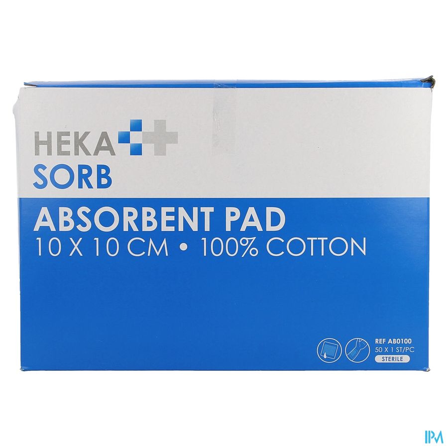 Hekasorb Pansement Absorbant Sterile 10x10cm 50