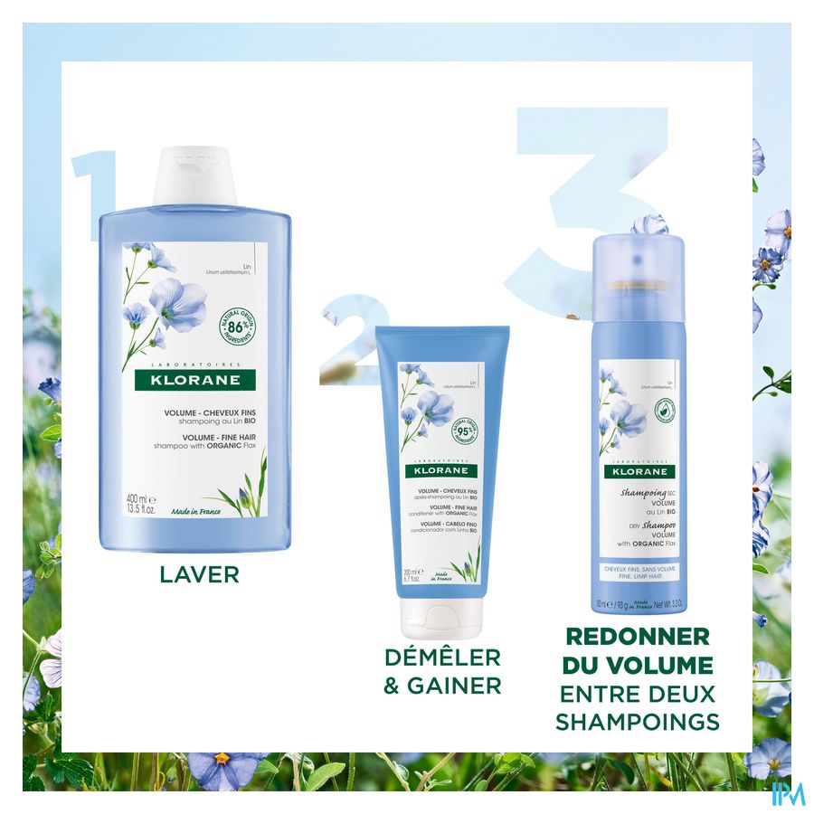 Klorane - Shampoing sec Volume au Lin BIO - Cheveux fins, sans volume