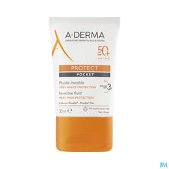 A-DERMA - PROTECT POCKET Fluide solaire visage invisible SPF50+ - Peaux fragiles mixtes à grasses