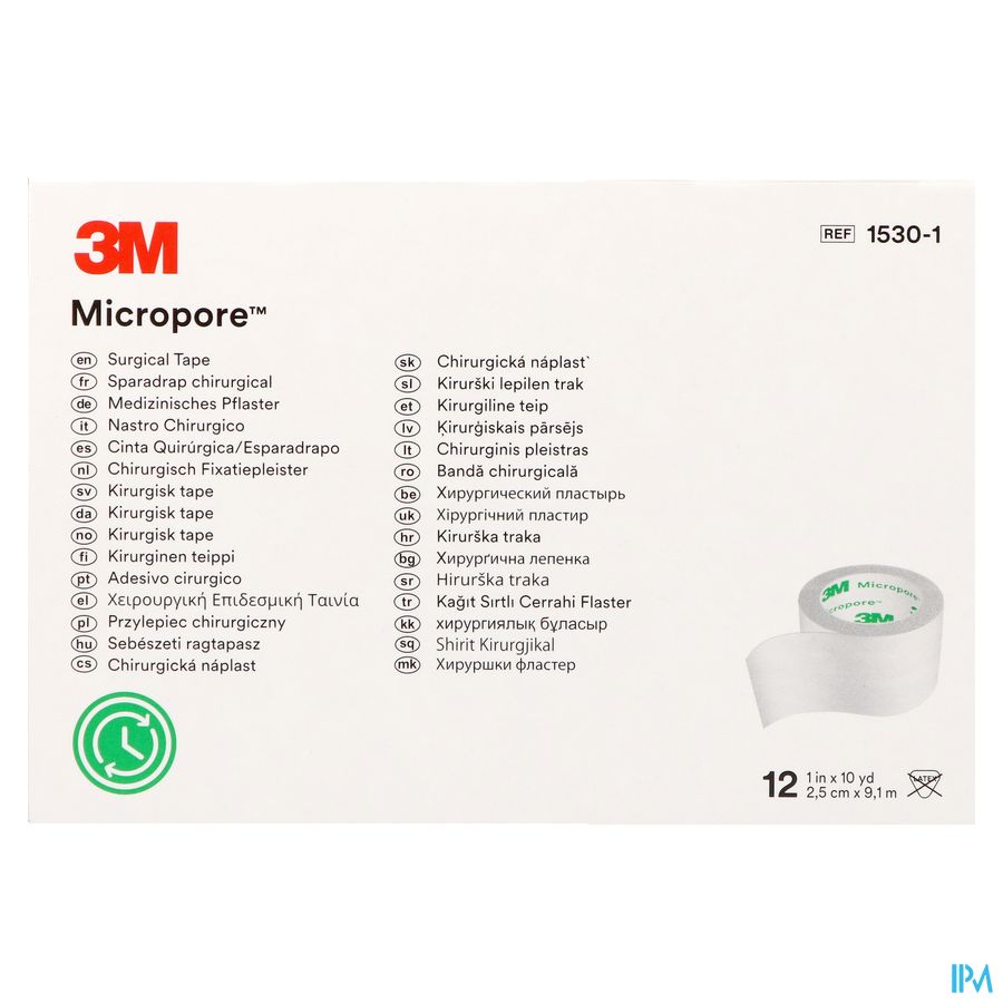 Micropore 3m Sparadrap 25mmx9,14m Rouleau 12 1530