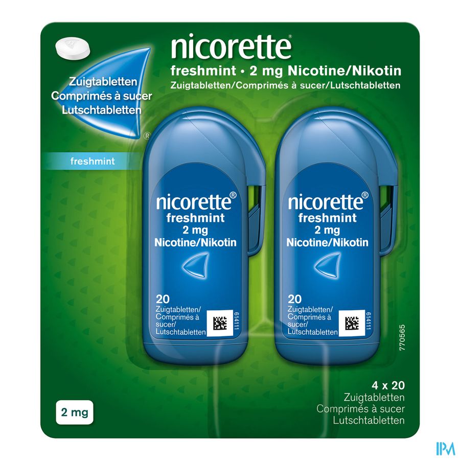 Nicorette® Freshmint Comprimés à sucer — pour arrêter de fumer — 80 pièces, 2 mg de nicotine