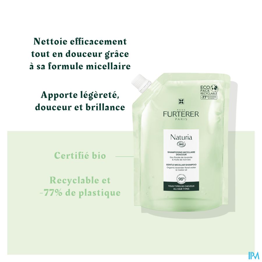 René Furterer  - NATURIA Shampooing micellaire douceur - Shampoing ultra doux sans sulfates pour tous types de cheveux