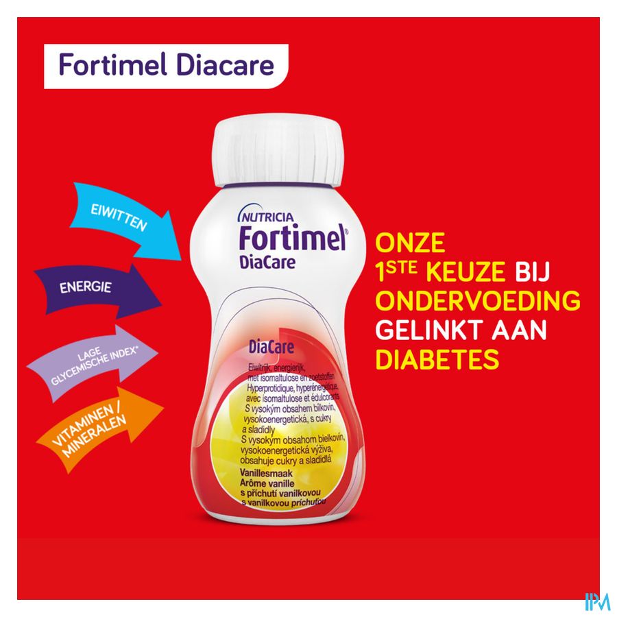 Fortimel DiaCare Arôme Chocolat Complément Nutritionnel Dénutrition Bouteilles 4x200ml