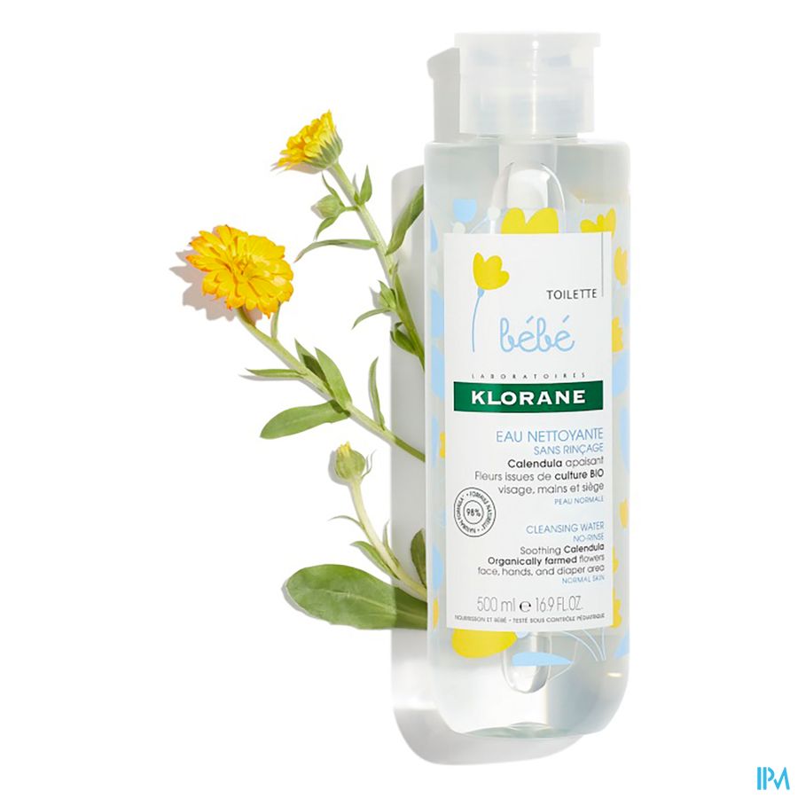 Klorane - Eau nettoyante sans rinçage au Calendula apaisant - Bébé - Peau normale