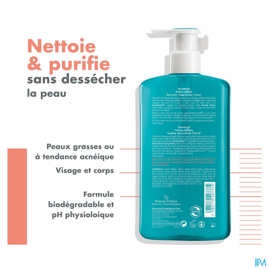 Eau Thermale Avène - Gel nettoyant Matifiant Cleanance Peaux Grasses À Imperfections