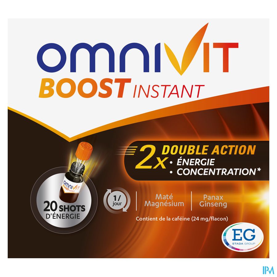 Omnivit Boost Instant 20fl - Vitamine Energie instantanée Concentration