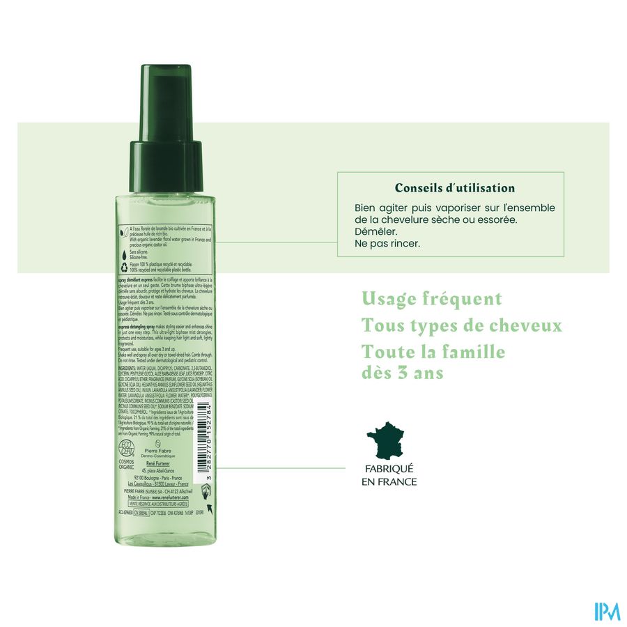 René Furterer Spray démêlant express - Spray démêlant cheveux bio - NATURIA