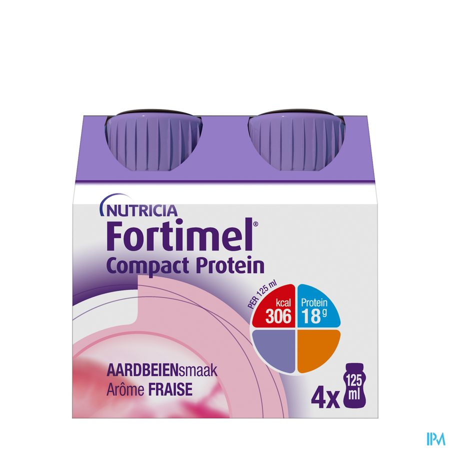 Fortimel Compact Protein Goût Fraise Bouteilles 4x125ml