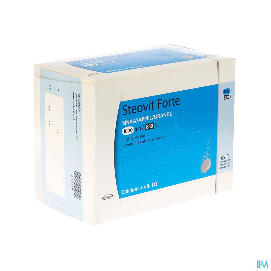 Steovit Forte Orange 1000mg/880 U.I. Calcium & Vit D 90 comprimés effervescents