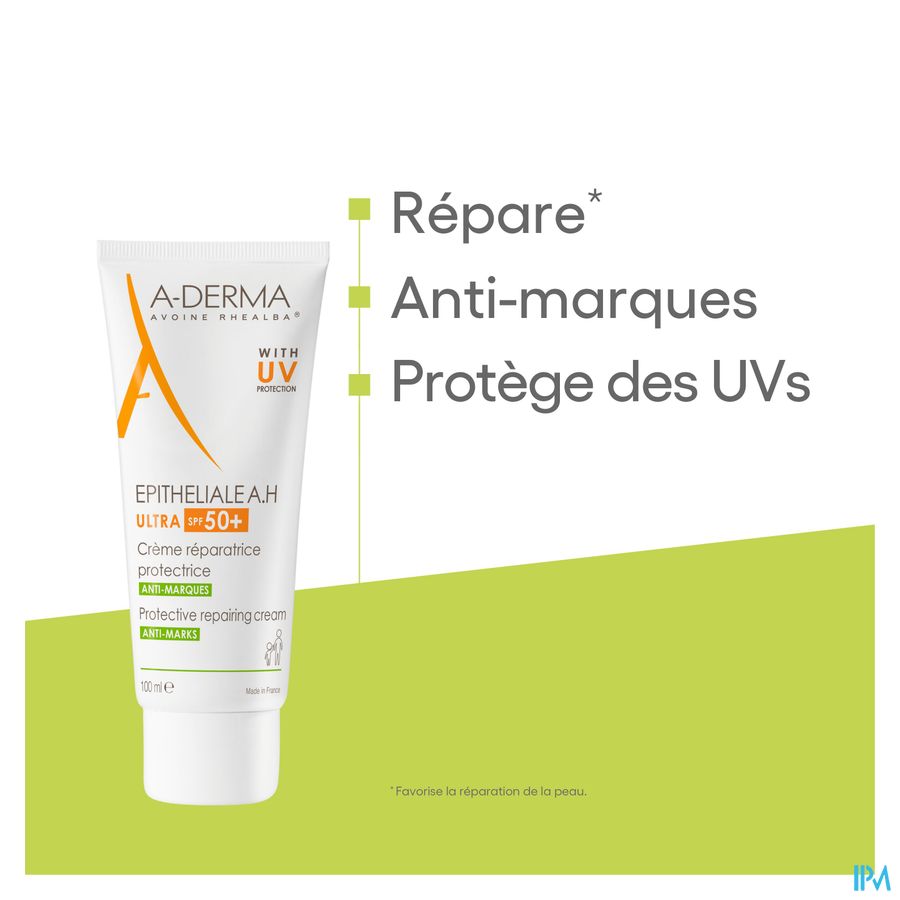 A-DERMA - EPITHELIALE A.H ULTRA SPF50+ CREME REPARATRICE ET PROTECTRICE ANTI-MARQUES - Peaux fragilisées, anti-marques cicatricielles et pigmentaires, post-acte dermatologique ou esthétique superficiel 100ml