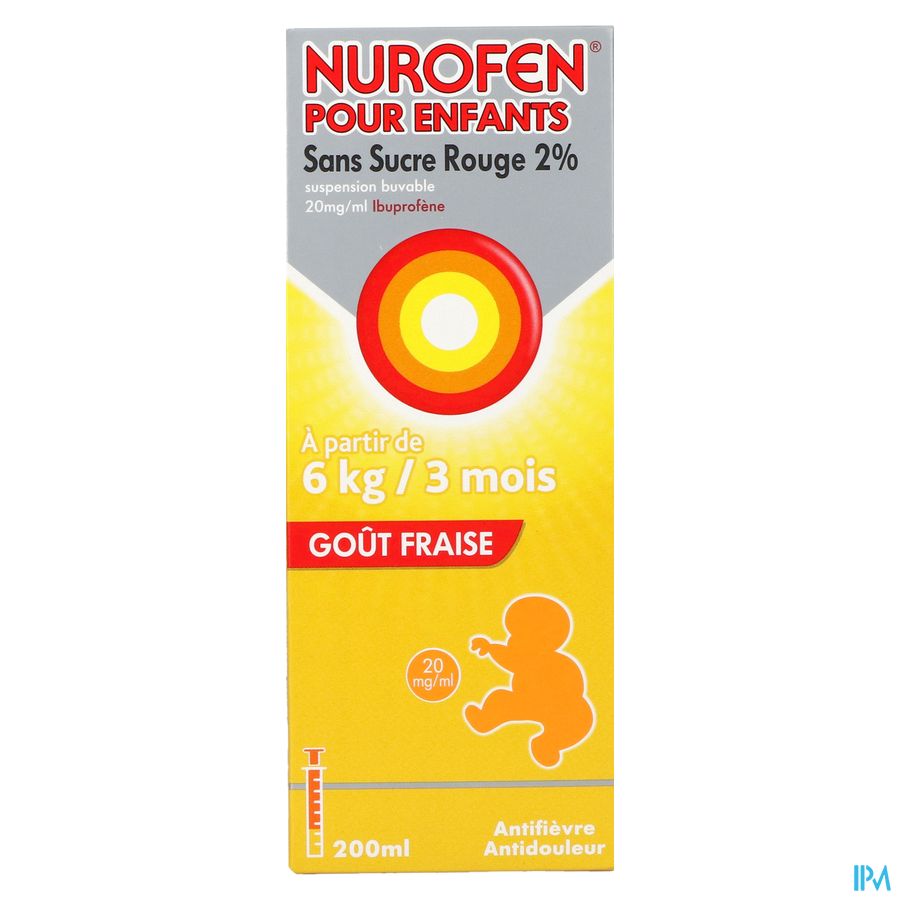 Nurofen Enfant Fraise Susp S/sucre 2% 200ml