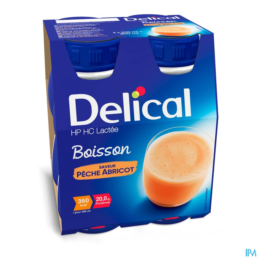 Delical Boisson Lactée Hp-hc Pêche-abricot 4x200ml