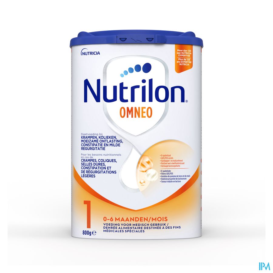 Nutrilon Omneo 1 | Crampes, Coliques, Selles dures, Constipation | Lait Bébé 0-6 mois  | Lait en Poudre pour Biberon | Boite 800g