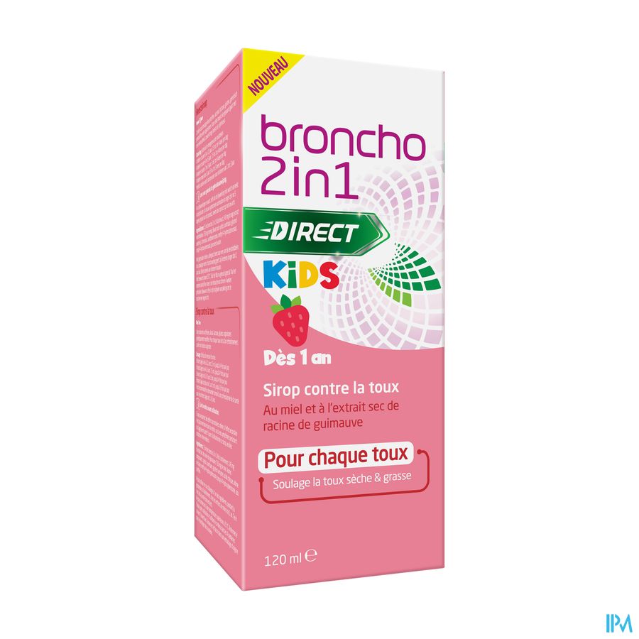 Broncho® 2 in 1Kids Sirop Contre La Toux Goût De Fraise- Toux Sèche, Toux Grasse