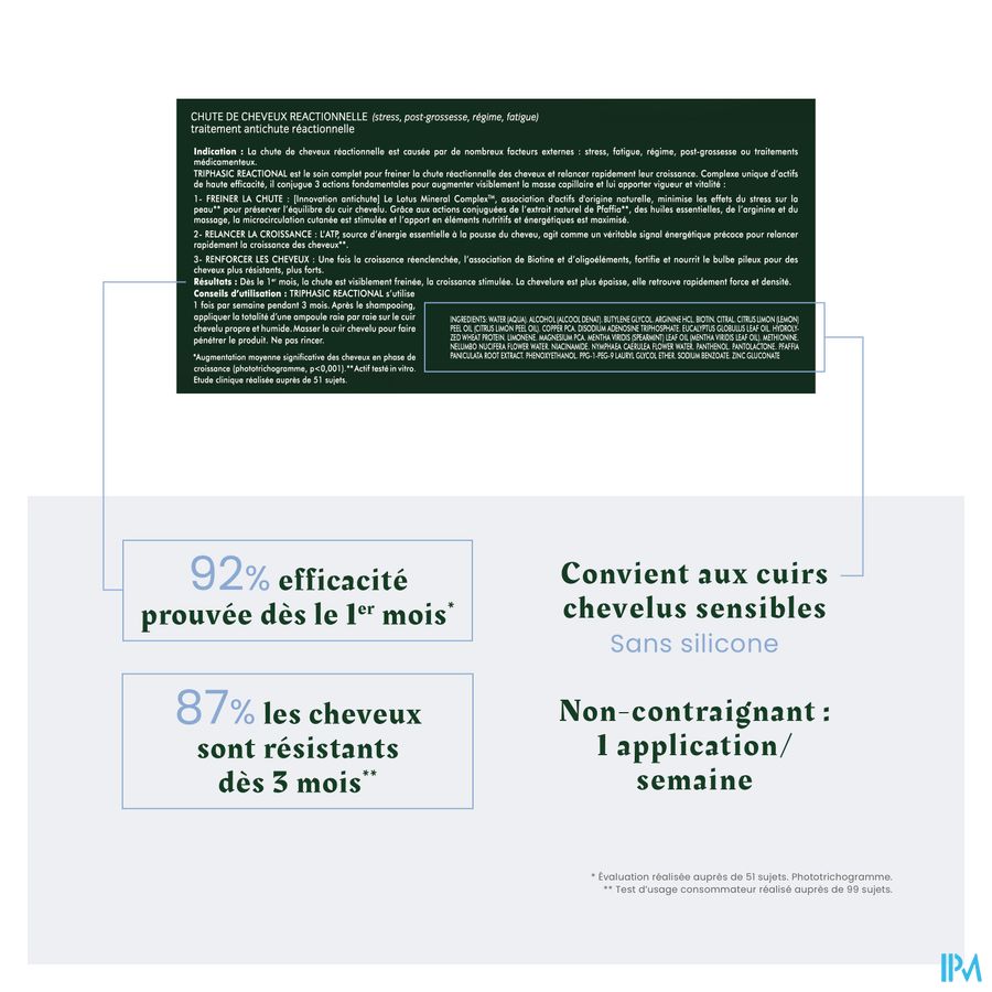 René Furterer - TRIPHASIC REACTIONAL Traitement antichute réactionnelle - Solution chute de cheveux  soin expert stimulant la croissance capillaire