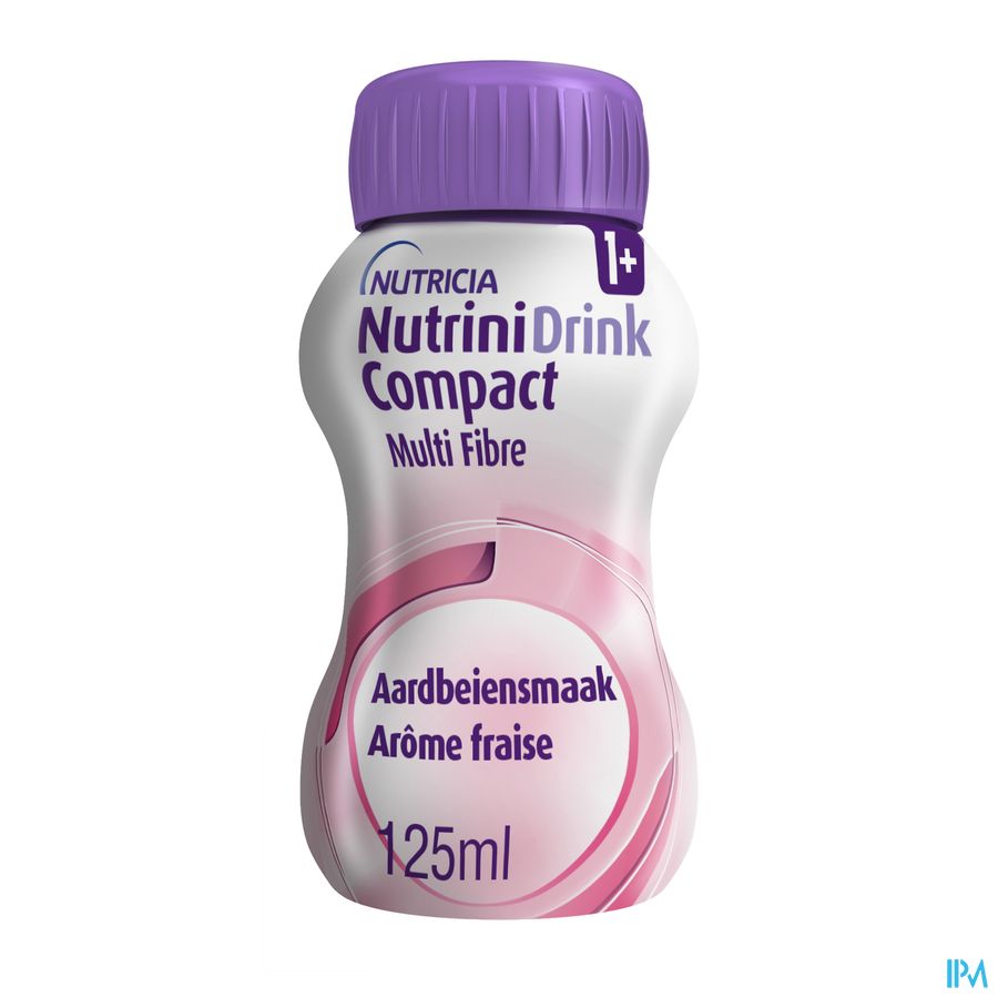 NutriniDrink Compact Multi Fibre Arôme Fraise Bouteilles 4x125ml