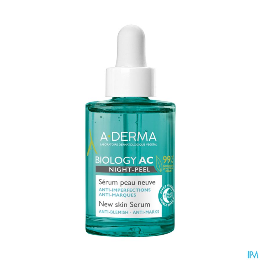 A-DERMA  BIOLOGY AC NIGHT-PEEL Sérum anti-imperfections - Effet peau neuve - Points noirs, acné