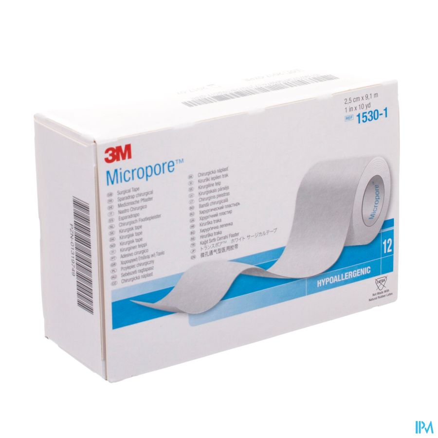 Micropore 3m Sparadrap 25mmx9,14m Rouleau 12 1530