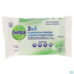 Dettol 2en1 Lingettes Hygieniques 12