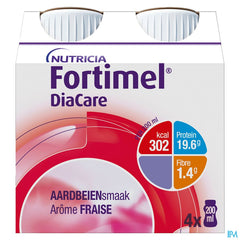 Fortimel DiaCare Arôme Fraise Complément Nutritionnel Dénutrition Bouteilles 4x200ml