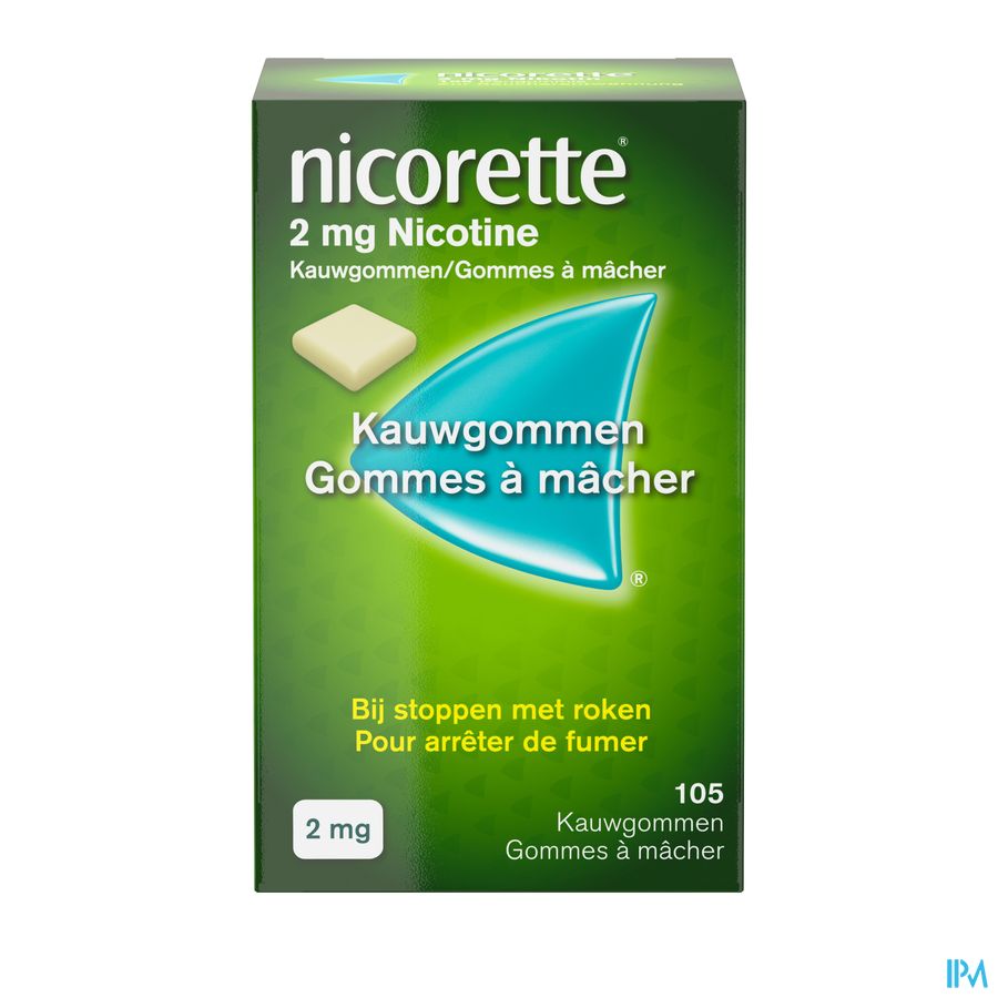 Nicorette® Classic Gomme à Mâcher — pour arrêter de fumer — 105 pièces, 2 mg de nicotine