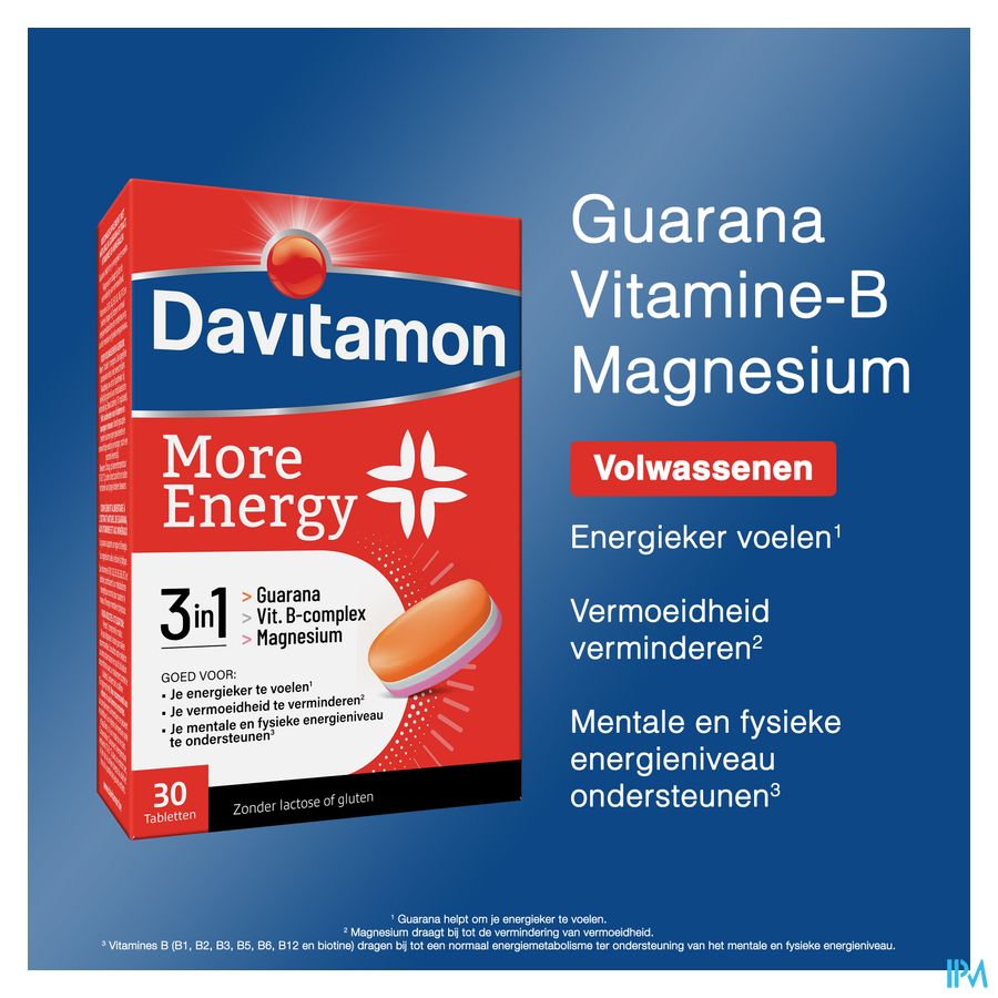 Davitamon® More Energy 3 En 1 30 Cpr.: Énergie Mentale & Physique, Contre Fatigue